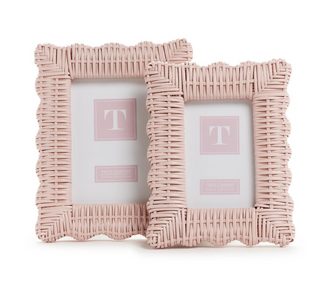 Pink Wicker Weave Photo Frames