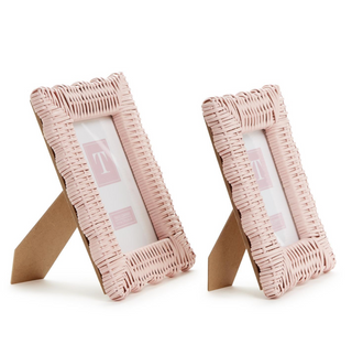 Pink Wicker Weave Photo Frames