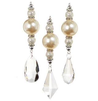 5.75" CRYSTAL PEARL DROP ORNAMENT