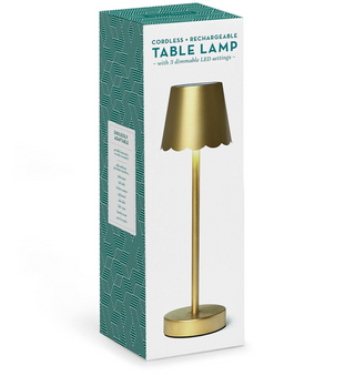 LED Cordless Table Lamp with Scalloped Edge Shade in Gift Box