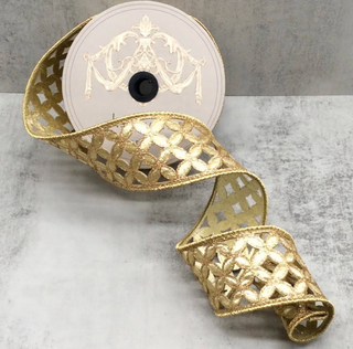 Gold Metallic Floral Ribbon