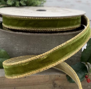 Gold Braid Edge Moss Green