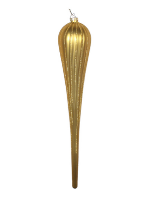 15.75" Gold Matte Glitter Drop Christmas Ornament