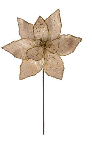 21.5" Gold Sequin Poinsettia