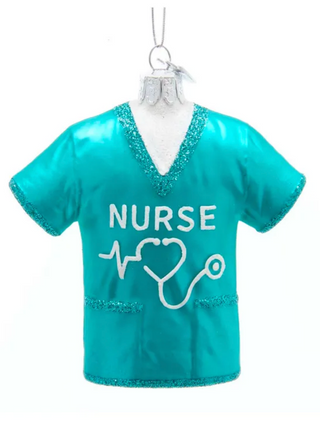 Noble Gems™ Nurse Scrubs Shirt Glass Ornament