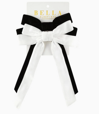 Velvet Bow Clip Set - White/Black