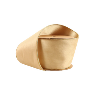 4" Reversible Classic Velvet Wired Ribbon | Tan/Gold | 10 Yard Roll