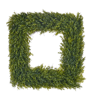 TEA LEAF BOXWOOD SQ WREATH 24''