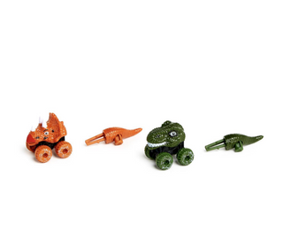 Dino-Blast Dinosaur Racer with Launcher in Gift Box Assorted 2 Designs: T-Rex and Triceratops - Plastic