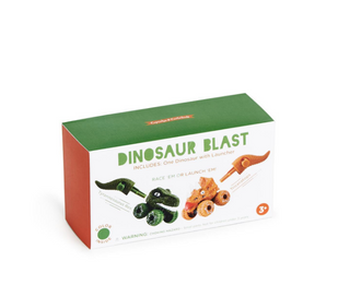 Dino-Blast Dinosaur Racer with Launcher in Gift Box Assorted 2 Designs: T-Rex and Triceratops - Plastic