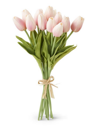 13 Inch Pink Real Touch Mini Tulip Bundle (12 Stems)