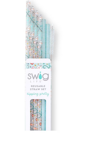 Scrub Life + Aqua Glitter Reusable Straw Set
