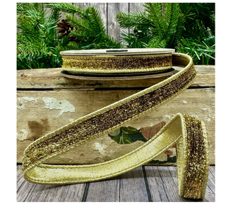 Faux metallic velvet gold ribbon