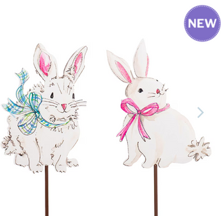 Gingham Bow Bunnies Yard Sign