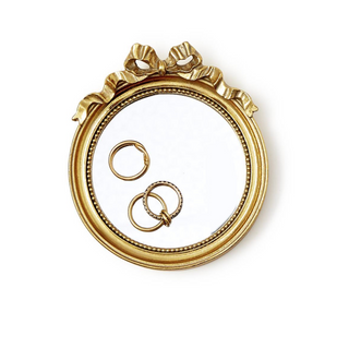 Round Mirror Trinket Tray with Accent Bow