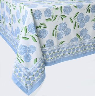 Hydrangea Block Print Design Tablecloths  - Cotton