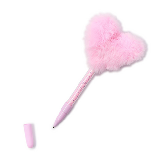 Warm Fuzzies Plush Faux Fur Heart and Confetti Pen