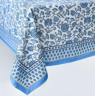 Blue Block Print Design Tablecloths