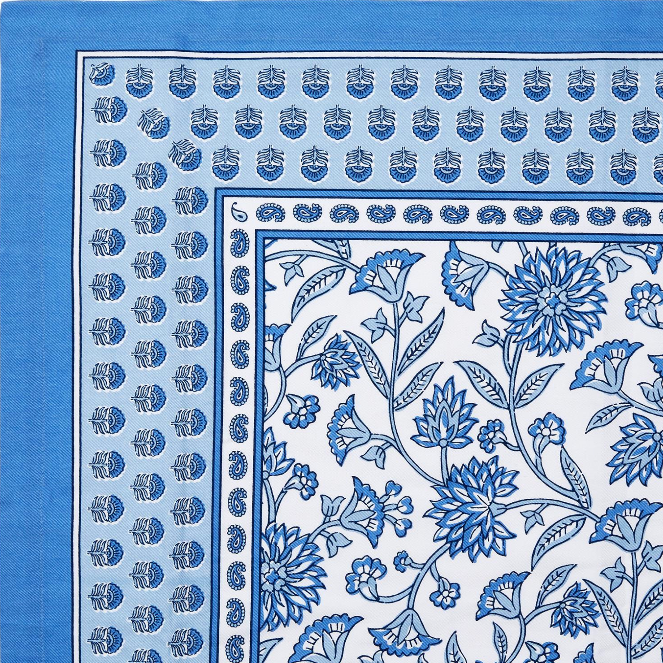Chinoiserie Set of 2 Blue Block Print Design Tablecloths - Thumbnail 3