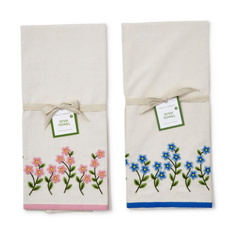 Forget-Me-Not Embroidered Dish Towel