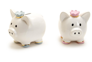 Piggy Bank with Crown in Gift Box