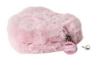 Plush Faux Fur Heart Journal with Lock and Key
