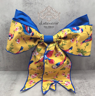 Bird Bow in Yellow, pink and blue