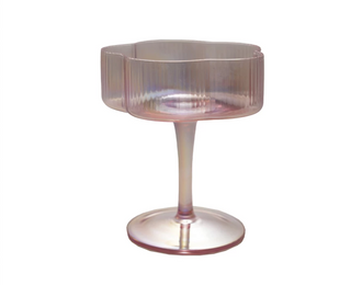 6 oz. Hand-Blown Pleated Flower Shaped Stemmed Coupe Glass