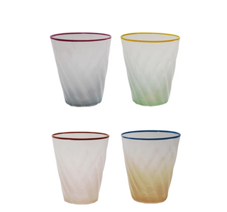 8 oz. Twisted Drinking Glass with Colored Rim, 4 Ombre Colors