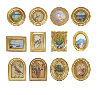 Resin Mini Framed Art Magnet, Gold Finish, 12 Styles