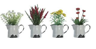 Faux Flowers in Distressed Pitcher