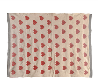Cotton Knit Chenille Baby Blanket w/ Hearts