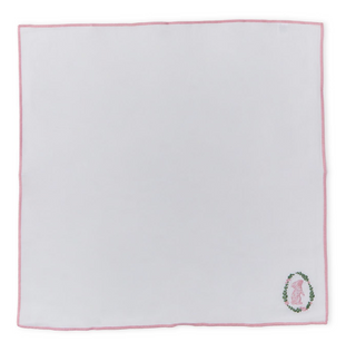 Spring Soiree Set of 4 Embroidered Bunny Napkins with Merrow-Stitch Trim