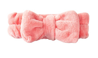 Plush Bow Spa Headband - Coral