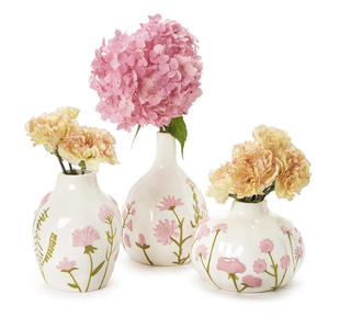 Hand-Painted Pink Floral Vases