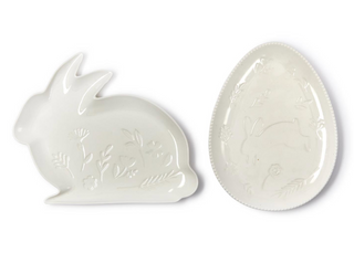 Bunny and Egg Serving Platter with Embossed Pattern