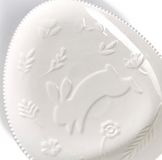 Bunny and Egg Serving Platter with Embossed Pattern
