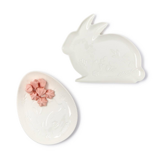 Bunny and Egg Serving Platter with Embossed Pattern