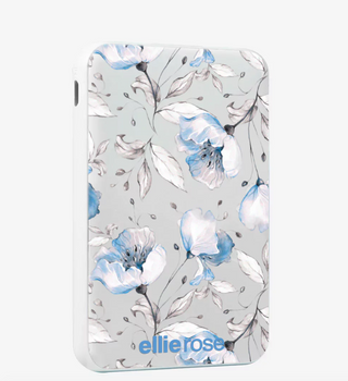 Blue Floral Power Bank 5000mah (USB-A + USB-C Ports)