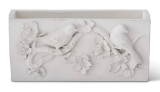 12 Inch White Resin Rectangular Bird Container