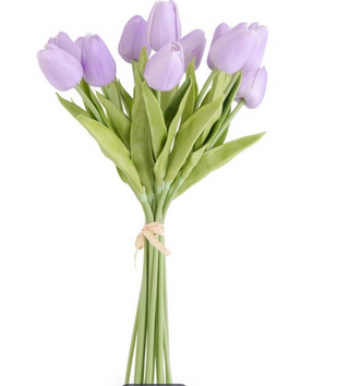 13 Inch Light Purple Real Touch Mini Tulip Bundle (12 stems)