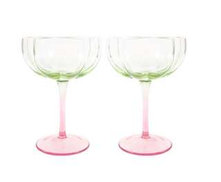 Coupe Glass Set, Jade Lime/Pink Muse Ombre