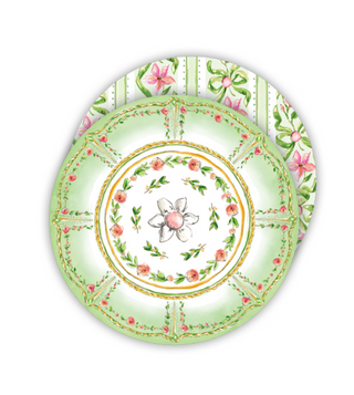 HANDPAINTED GREEN GARDEN PARTY PLATE ROUND COASTER
