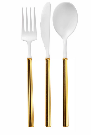 Villa Flatware White/Gold Handle S/24