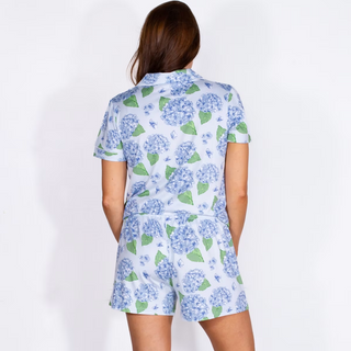 Hydrangea Short Sleeve Button Up Sleep Shirt