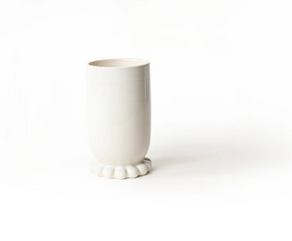 Signature White Medium Cylinder Vase with Knobbed Foot