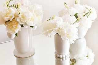 Signature White Medium Cylinder Vase with Knobbed Foot