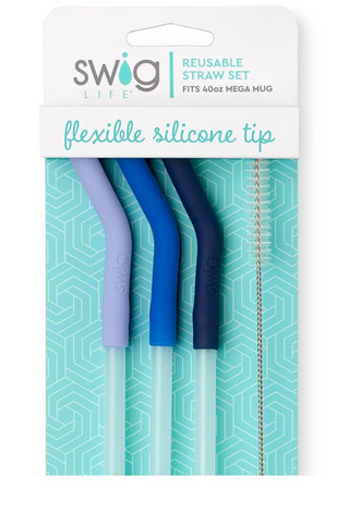Hydrangea/Royal/Navy Reusable Straw Set (Mega Mugs)