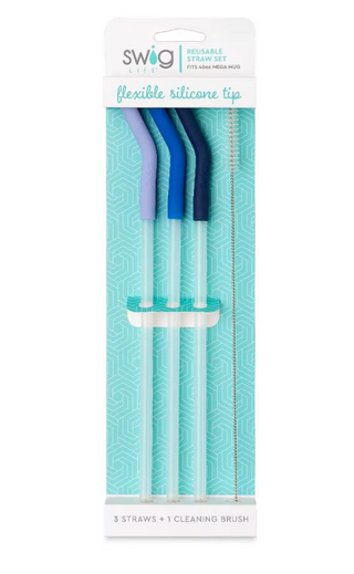 Hydrangea/Royal/Navy Reusable Straw Set (Mega Mugs)