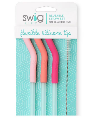 Blush/Coral/Hot Pink Reusable Straw Set (Mega Mugs)